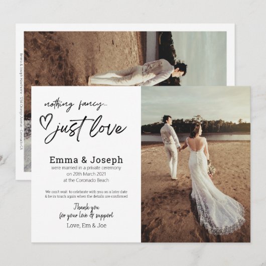 "Niets fancy gewoon liefde", Modern Minimalist Fot Aankondiging (Voorkant / Achterkant)