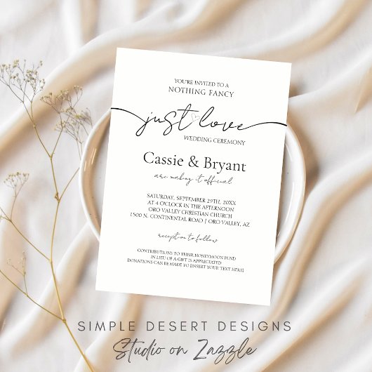 Niets Fancy Gewoon Liefde Modern Script Wedding Kaart