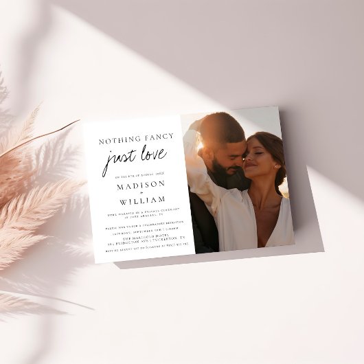 Niets Fancy gewoon liefde moderne foto bruiloft Kaart