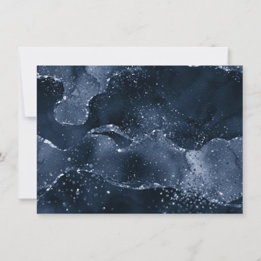 Niets Fancy gewoon liefde | Moody Navy Blue Bruilo Kaart (Achterkant)