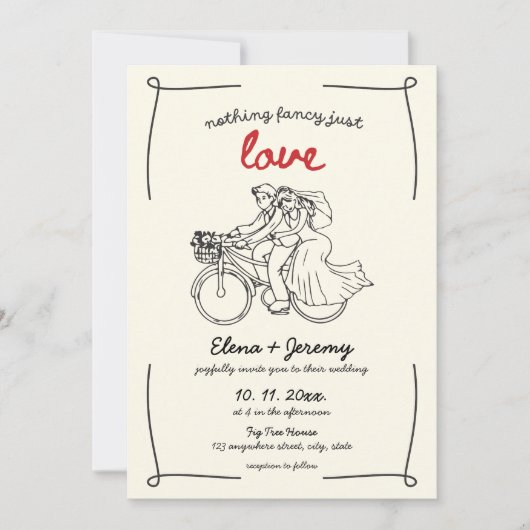 Niets Fancy, gewoon liefde motorfiets hand geteken Kaart (Voorkant)