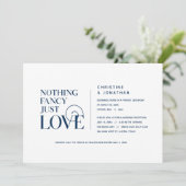 Niets Fancy, gewoon liefde, Navu Blue, Elopement Kaart (Staand voorkant)