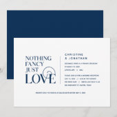 Niets Fancy, gewoon liefde, Navu Blue, Elopement Kaart (Voorkant / Achterkant)