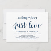 Niets Fancy, gewoon Liefde, Navy Blue, Elopement Kaart (Voorkant)