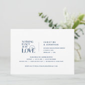 Niets Fancy, gewoon Liefde, Navy Blue, Elopement Kaart (Staand voorkant)