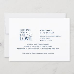 Niets Fancy, gewoon Liefde, Navy Blue, Elopement Kaart