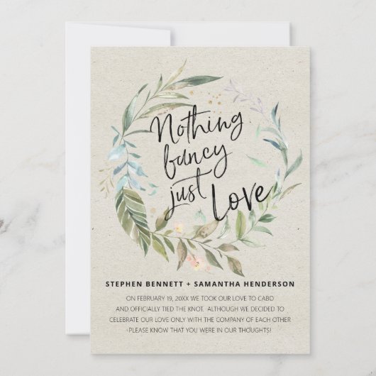 Niets Fancy gewoon liefde | Ontvangst van weddensc (Achterkant)