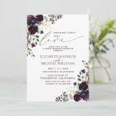 Niets Fancy gewoon Liefde Paarse Casual bruiloft Kaart (Staand voorkant)