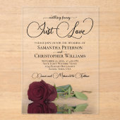 Niets Fancy Gewoon Liefde Posh Bourgondië Roos bru Acryl Uitnodigingen (Voorkant)