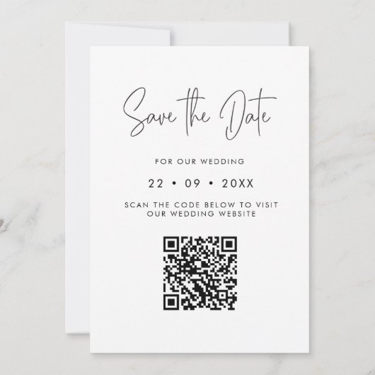 Niets Fancy gewoon Liefde QR Fotobruiloft Save The Date (Achterkant)