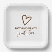 Niets Fancy Gewoon Liefde Retro 70s Bruiloft Papieren Bordje (Voorkant)