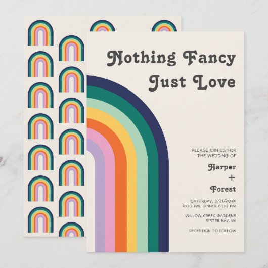 Niets Fancy gewoon Liefde Retro 70s Regenboogbruil Kaart (Voorkant / Achterkant)