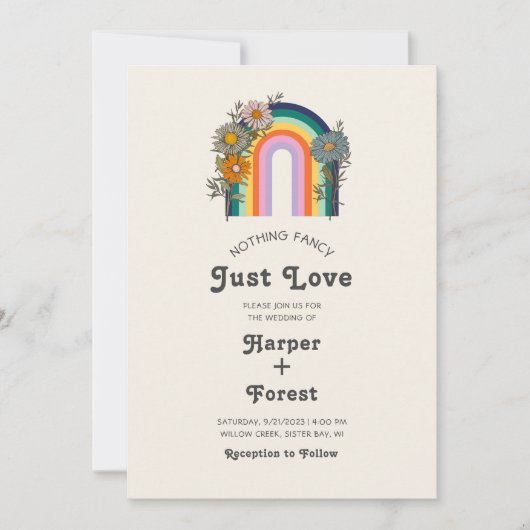 Niets Fancy gewoon liefde retro bruiloft Kaart (Voorkant)