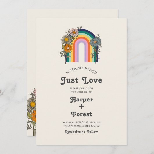 Niets Fancy gewoon liefde retro bruiloft Kaart (Voorkant / Achterkant)