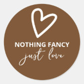 Niets Fancy gewoon liefde retro bruiloft Ronde Sticker (Voorkant)