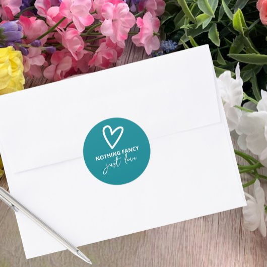 Niets Fancy gewoon liefde retro bruiloft Ronde Sticker