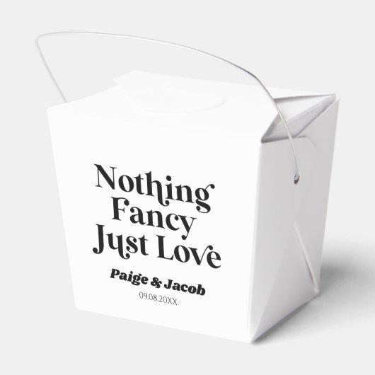 Niets Fancy Gewoon Liefde Retro Casual Bruiloft Bedankdoosjes (Achterkant)