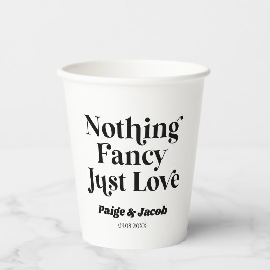 Niets Fancy Gewoon Liefde Retro Casual Bruiloft Papieren Bekers (Voorkant)