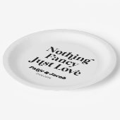 Niets Fancy Gewoon Liefde Retro Casual Bruiloft Papieren Bordje (Gekanteld)