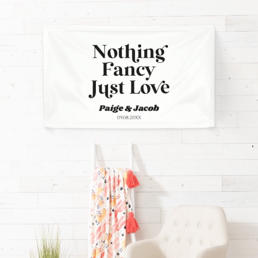 Niets Fancy Gewoon Liefde Retro Casual Bruiloft Spandoek (Insitu)
