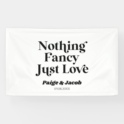 Niets Fancy Gewoon Liefde Retro Casual Bruiloft Spandoek (Horizontaal)