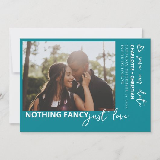 Niets Fancy gewoon liefde retro kleur Save The Date (Voorkant)