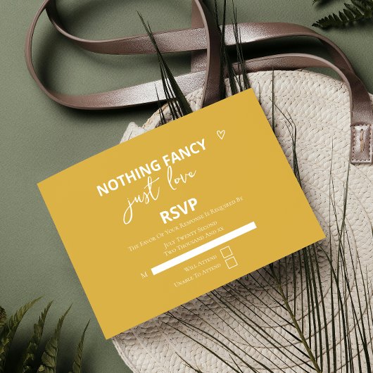 Niets Fancy gewoon liefde retro kleurrijke bruilof RSVP Kaartje