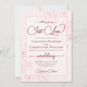 Niets fancy gewoon liefde Roze Pioen Boho Bruiloft Kaart (Voorkant)