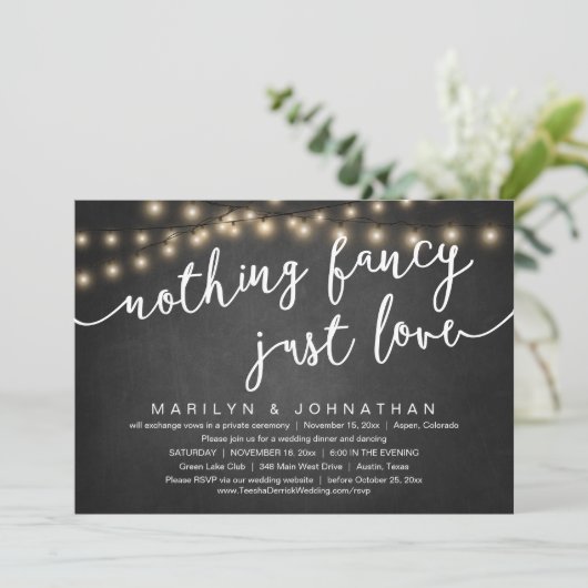Niets Fancy, gewoon liefde, rustiek huwelijksdiner Kaart (Staand voorkant)
