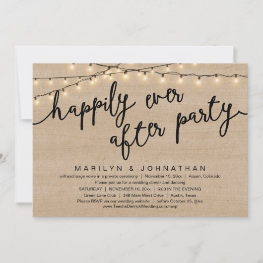 Niets Fancy, gewoon liefde, rustiek huwelijksdiner Kaart (Voorkant)