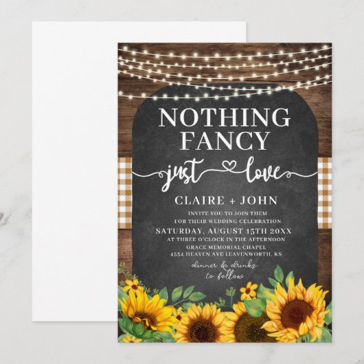 Niets Fancy gewoon liefde rustieke bruiloft uitnod Kaart (Voorkant / Achterkant)