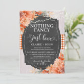 Niets Fancy gewoon liefde rustieke bruiloft uitnod Kaart (Staand voorkant)