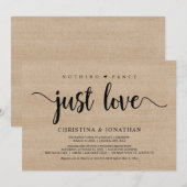 Niets Fancy, gewoon Liefde, Rustisch Hout, Elopeme Kaart (Voorkant / Achterkant)