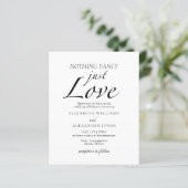 Niets Fancy Gewoon Liefde Script bruiloft uitnodig (Staand voorkant)