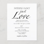 Niets Fancy Gewoon Liefde Script bruiloft uitnodig (Voorkant)