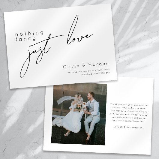 Niets Fancy Gewoon Liefde Script Foto Bruiloft Aankondiging