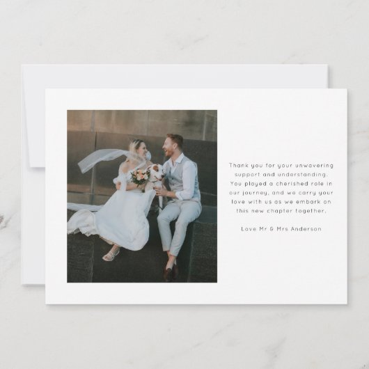 Niets Fancy Gewoon Liefde Script Foto Bruiloft Aankondiging (Achterkant)