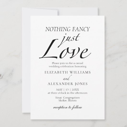 Niets Fancy Gewoon Liefde Script Minimalistische B Kaart (Voorkant)