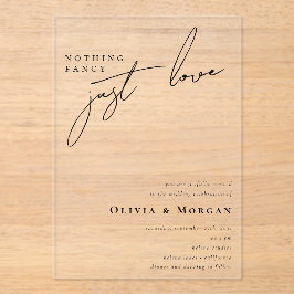 Niets Fancy Gewoon Liefde Script Wedding Acryl Uitnodigingen