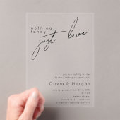 Niets Fancy Gewoon Liefde Script Wedding Acryl Uitnodigingen (Insitu (Draagbaar))