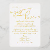 Niets Fancy Gewoon Liefde Shabby Chic Wit & Goud Folie Uitnodiging (Voorkant)