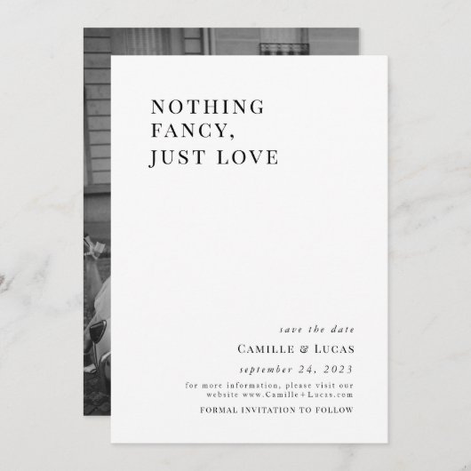 Niets fancy gewoon liefde stijlvolle bruiloft uitn kaart (Voorkant / Achterkant)