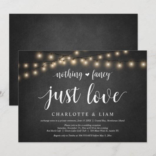 Niets Fancy, gewoon Liefde, String Light, Elopemen Kaart (Voorkant / Achterkant)