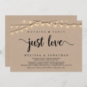 Niets Fancy, gewoon Liefde, String Lights Elopemen Kaart (Voorkant / Achterkant)