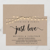 Niets Fancy, gewoon Liefde, String Lights Elopemen Kaart (Voorkant / Achterkant)