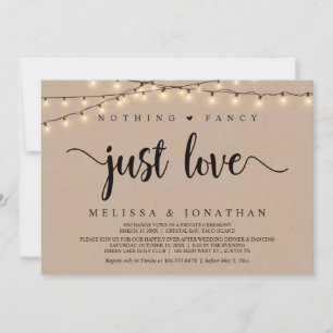 Niets Fancy, gewoon Liefde, String Lights Elopemen Kaart