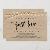 Niets Fancy, gewoon Liefde, String Lights Elopemen Kaart (Voorkant / Achterkant)