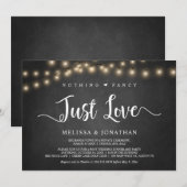 Niets Fancy, gewoon Liefde, String Lights Elopemen Kaart (Voorkant / Achterkant)