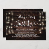 Niets Fancy, gewoon Liefde, String Lights Elopemen Kaart (Voorkant / Achterkant)