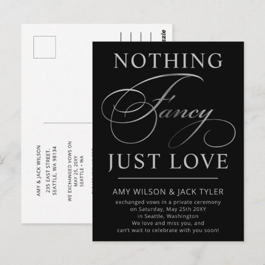 Niets Fancy gewoon Liefde Weddenschap Aankondiging Briefkaart (Voorkant / Achterkant)
